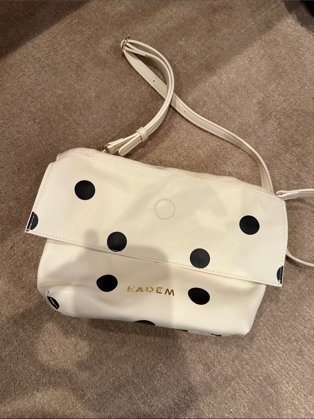 Eadem Cream Polka Dot Crossbody Bag